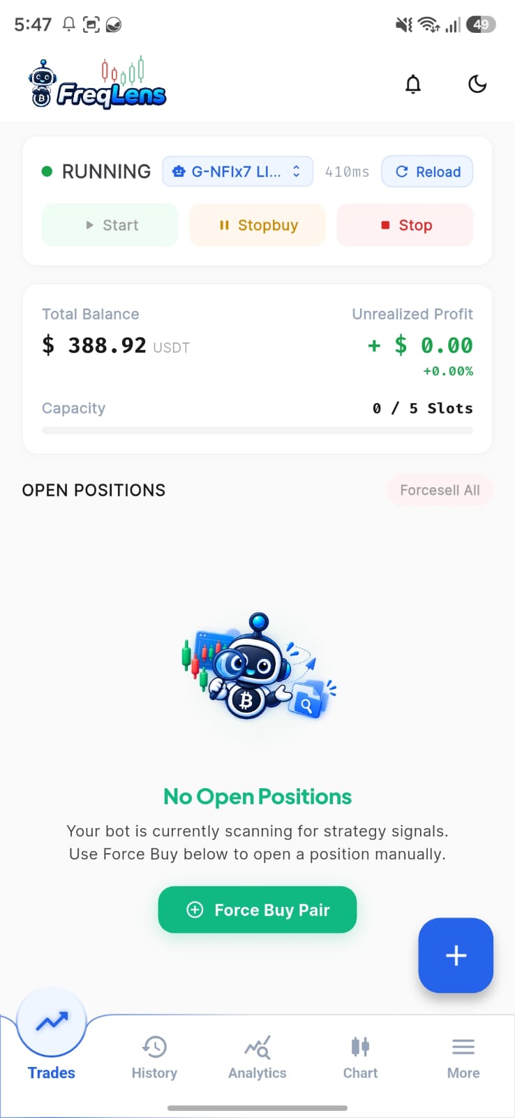 FreqLens Dashboard View